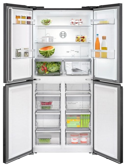 Side-by-Side Kühl-/ Gefrierkombination French Door 324 l / 223 l 322 kWh NoFrost 1895 mm x 855 mm  Serie 4 KMC85LEEA (Grau) 