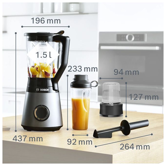 1,5 l Standmixer 2 Geschwindigkeiten 1200 W  Serie 4 MMB6177S VitaPower (Schwarz, Silber) 