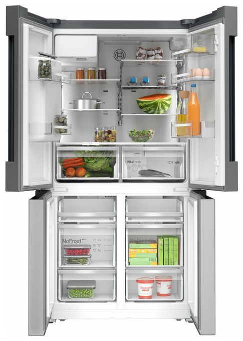 Side-by-Side Kühl-/ Gefrierkombination 375 l / 199 l 327 kWh NoFrost 1830 mm x 905 mm  Serie 6 KFD96APEA (Edelstahl) 