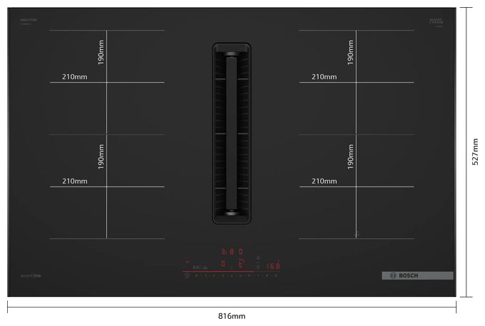 80 cm Induktionskochfeld 4 Kochzonen mit integriertem Dunstabzug Serie 6 PVQ89BH26E autarkes 