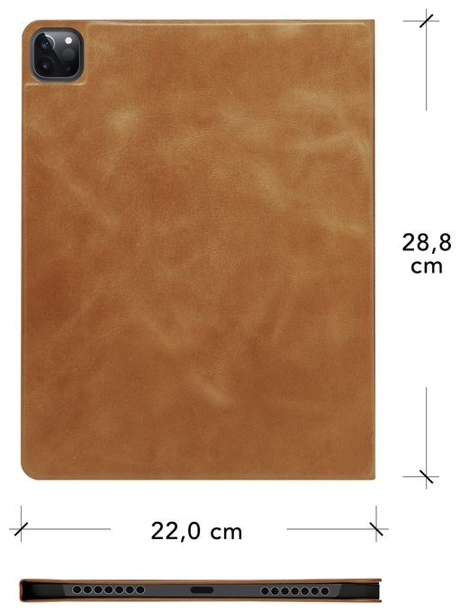 Folio aus Vollnarbenleder für Apple iPad mini (6th generation) bis 21,1 cm (8.3") Kratzresistent mit Magnetverschluss (Beige) Risskov 
