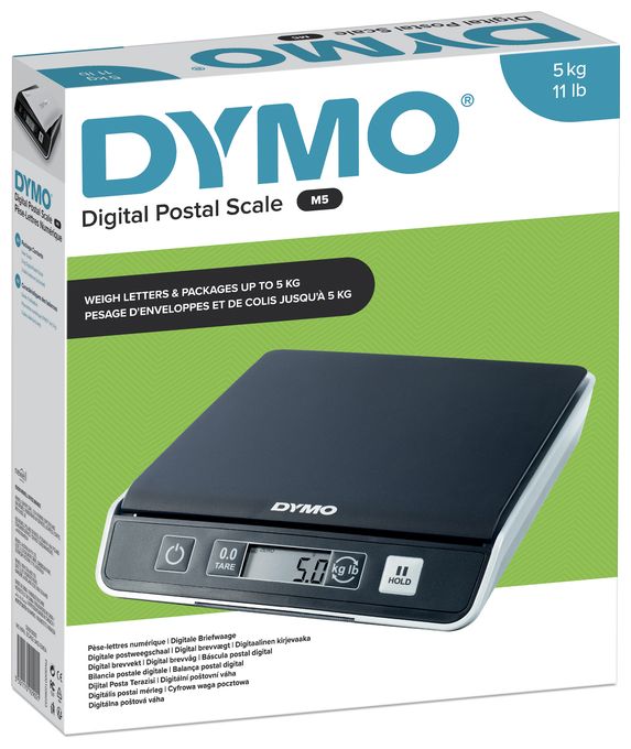 DYMO M5 Paketwaage | bis zu 5 kg | USB Briefwaage mit LCD-Bildschirm | 20 cm x 20 cm 
