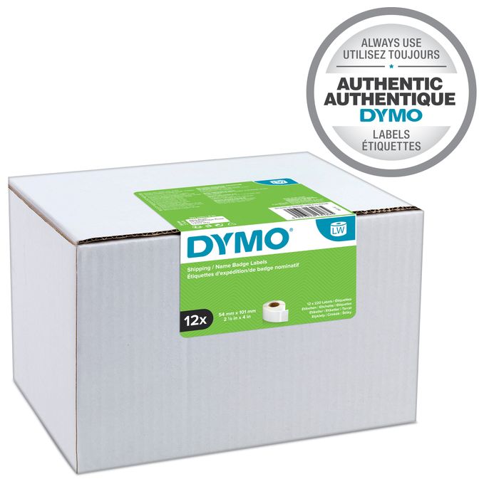 DYMO Original LabelWriter Versandetiketten/-Namensschilder (Groß) | 54 mm x 101 mm | 12 Rollen mit je 220 leicht ablösbaren Etiketten (2.640 Etiketten) | für LabelWriter Etikettendrucker 