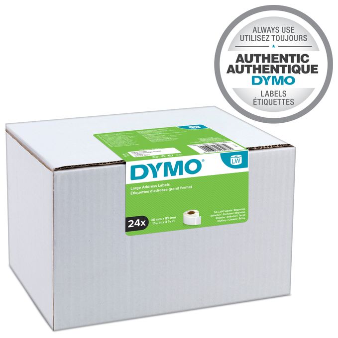 DYMO Original LabelWriter Adressetiketten (Groß) | 36 mm x 89 mm | schwarzer Druck auf weißem Untergrund | 2 Rollen mit je 260 Etiketten (520 Stück) | selbstklebend | für LabelWriter Etikettendrucke 