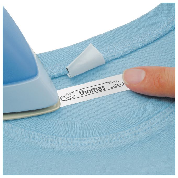 DYMO Original LetraTag Bügeletiketten | schwarz auf weiß | 12 mm x 2 m | Stoffetikettenband für LetraTag-Beschriftungsgerät 