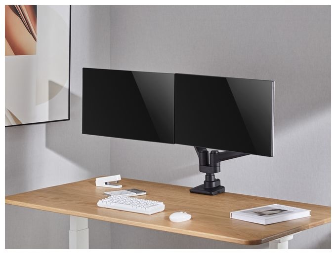 17"-35" Schwerlast-Doppelmonitor-Schreibtischhalterung, Schwarz 