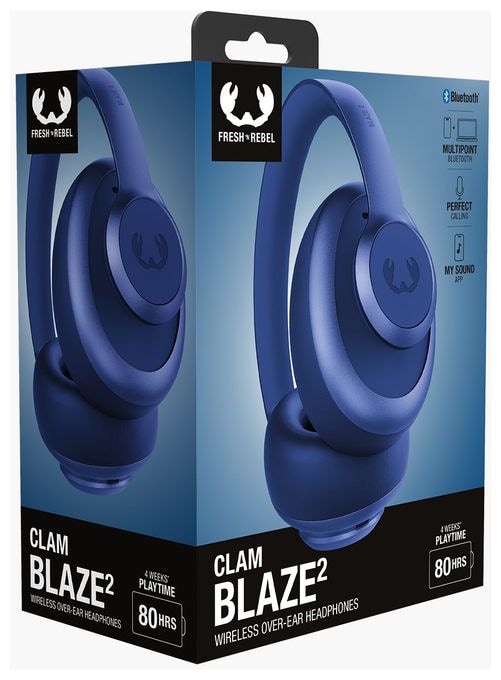 Ohraufliegender Bluetooth Kopfhörer kabellos 80 h Laufzeit USB Typ-C  Clam Blaze 2 (Blau) 