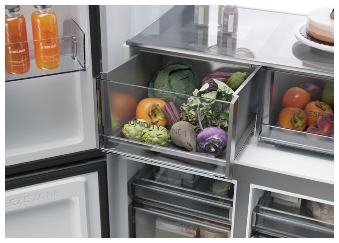 Side-by-Side Kühl-/ Gefrierkombination 422 l / 220 l 226 kWh NoFrost 1905 mm x 908 mm  HCR79F19CNMD (Platin, Edelstahl) 