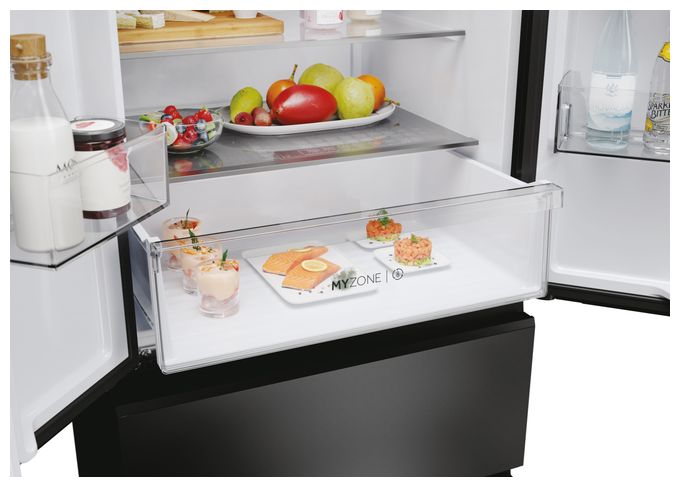 Side-by-Side Kühl-/ Gefrierkombination 262 l / 140 l 287 kWh NoFrost 1775 mm x 700 mm  HFR3718ENGB (Schwarz) 