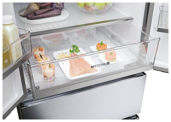 Side-by-Side Kühl-/ Gefrierkombination 306 l / 140 l 298 kWh NoFrost 1900 mm x 700 mm  HFR5719ENMG (Silber) 