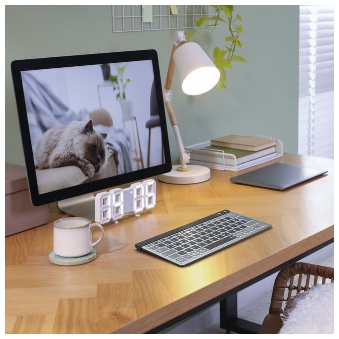 LED Heimbüro Tastatur Bluetooth 2.4 GHz (Anthrazit, Schwarz, Blau) 173067 WK-700 