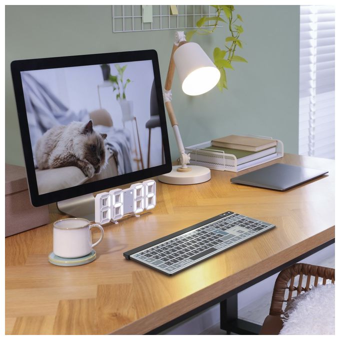 LED Heimbüro Tastatur Bluetooth 2.4 GHz (Anthrazit, Schwarz, Blau) 173068 WK-750 
