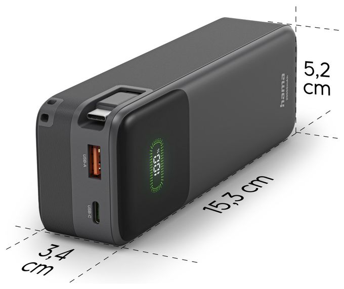 20000 mAh Powerbank USB Typ-C  201785 Roll Up 20 (Anthrazit) 
