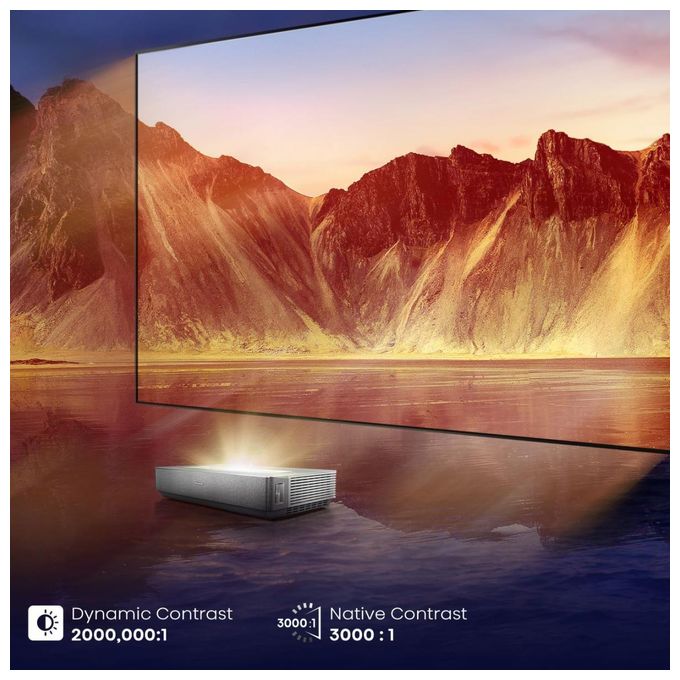 UHD 4K (3840x2160) DLP Laser Ultra-Short-Throw-Projektor 2700 ANSI Lumen  120L5HA 4K Laser TV 3,05 m (120 Zoll) (Silber, Weiß) 