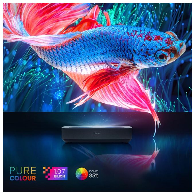 UHD 4K (3840x2160) Laser Ultra-Short-Throw-Projektor 2100 ANSI Lumen (Schwarz, Dunkles Grau) PL1SE 4K Laser Cinema Beamer 3,03 m (120 Zoll) 