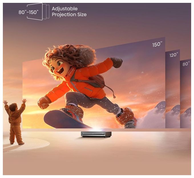 UHD 4K (3840x2160) DLP Laser Ultra-Short-Throw-Projektor 2700 ANSI Lumen (Schwarz, Dunkles Grau) PX3 Pro TriChroma Smart Laser Cinema 4K 