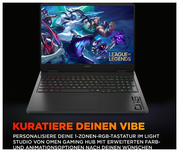 2K Ultra HD Notebook 40,6 cm (16 Zoll) 1920 x 1200 Pixel 1 TB SSD Windows 11 Home Intel® Core™ i7 max. 5,2 GHz  Omen 16-am0677ng (Schwarz) 