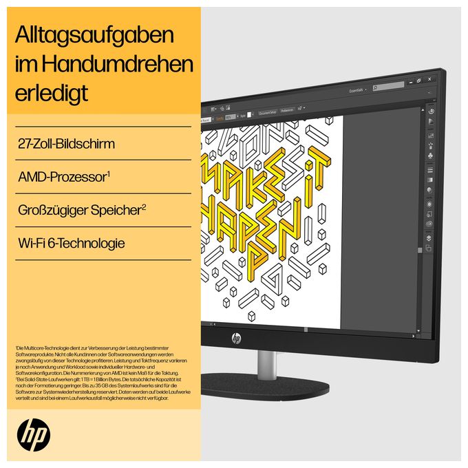 All-in-One-PC 68,6 cm (27 Zoll) 2,8 GHz AMD Ryzen 5 16 GB Ram 1 TB SSD Windows 11 Home intern 27-cr0655ng 