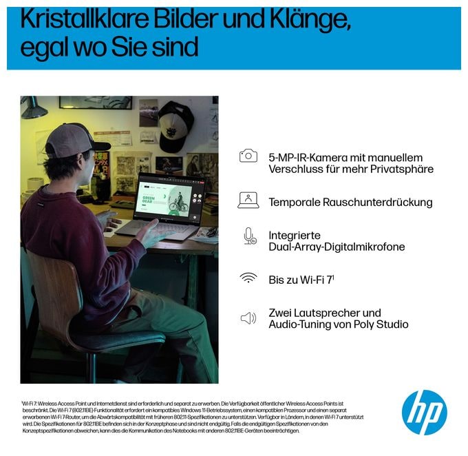 2K Ultra HD Notebook 40,6 cm (16 Zoll) 1920 x 1200 Pixel 1 TB SSD Windows 11 Home AMD Ryzen 5 max. 4,8 GHz  OmniBook X Flip 16-ar0653ng (Silber) 