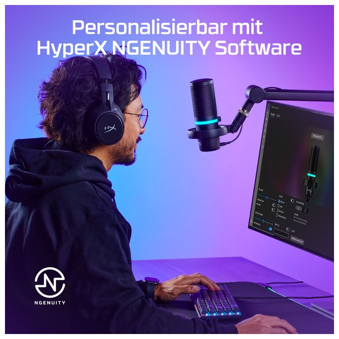 Kabelgebunden Mikrofon für Spielkonsole 96 kHz USB  DuoCast (Schwarz) 