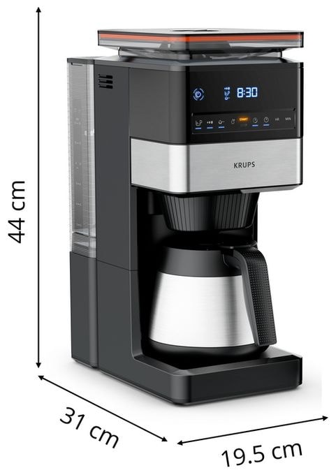 15 Tassen Thermo Filterkaffeemaschine  KT8428 Grind Aroma XL (Schwarz, Edelstahl) 