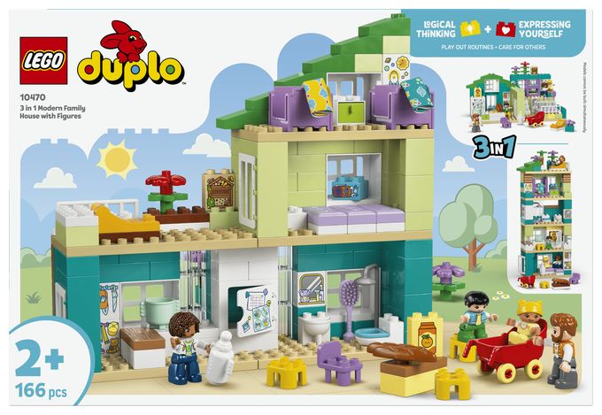 Modernes Familienhaus mit Figuren – 3-in-1-Set 