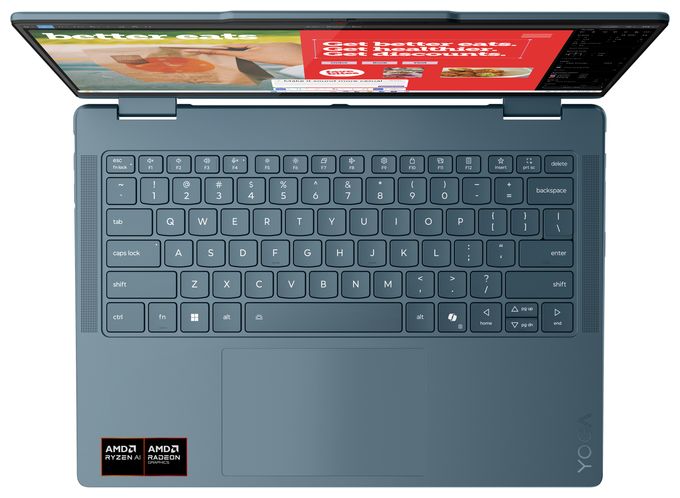 WUXGA Notebook 35,6 cm (14 Zoll) 1920 x 1200 Pixel 512 GB SSD Windows 11 Home AMD Ryzen 5 max. 4,8 GHz  Yoga 7 4AKP10 Copilot+ (Türkis) 