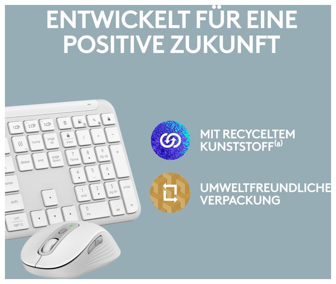 Büro Tastatur RF Wireless + Bluetooth 2.4 GHz  MK950 Signature Slim (Weiß) 