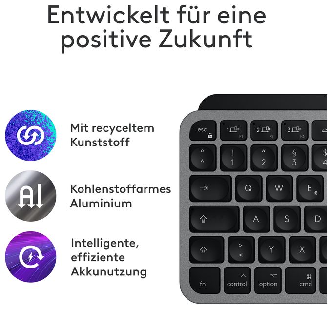 LED Heimbüro Tastatur Bluetooth  MX Keys Mini For Mac (Schwarz, Grau) 