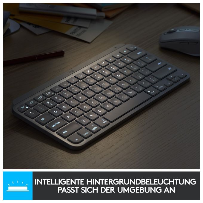 LED Büro Tastatur RF Wireless + Bluetooth 2.4 GHz  MX Keys Mini Minimalist (Graphit) 