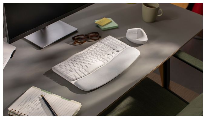 Büro Tastatur RF Wireless + Bluetooth 2.4 GHz  Wave Keys (Weiß) 