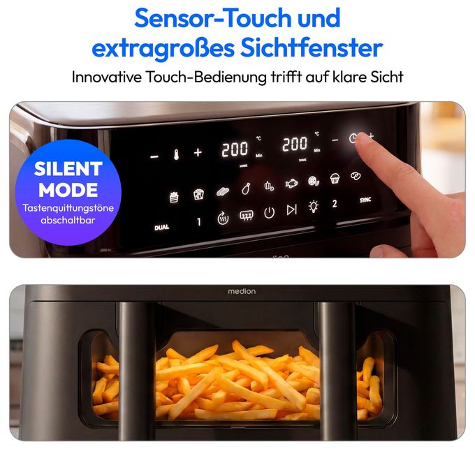 Doppel Heißluftfritteuse 10,8 l 3040 W  Life P25 XXL Flex M (Schwarz) 