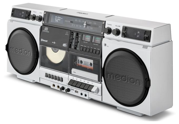 DAB+, FM, PLL 20 W Bluetooth  Life P66538 Retro Boombox (Weiß) 