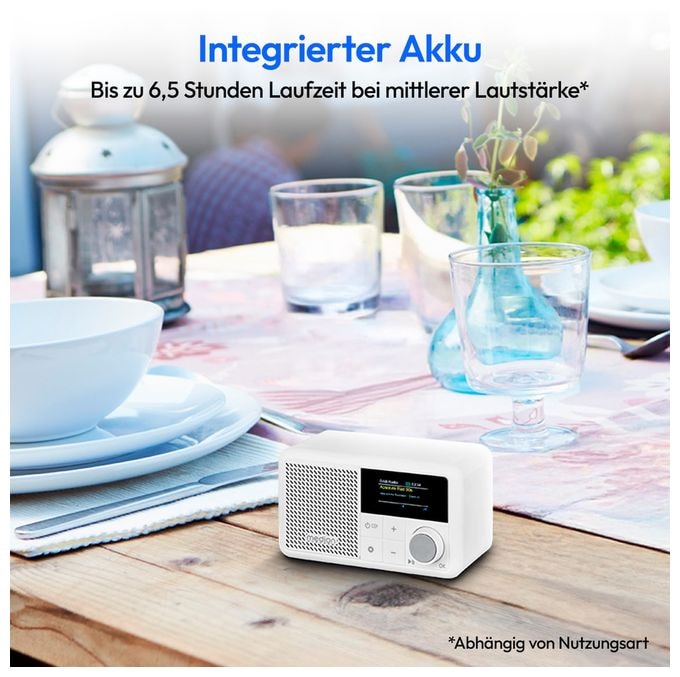 Bluetooth DAB+, UKW Radio Tragbar IPX1  Life S66822 (Weiß) 