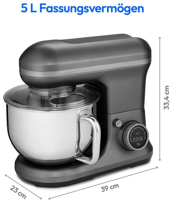 1200 W Küchenmaschine 5 l  MD18420 (Anthrazit/Edelstahl) 