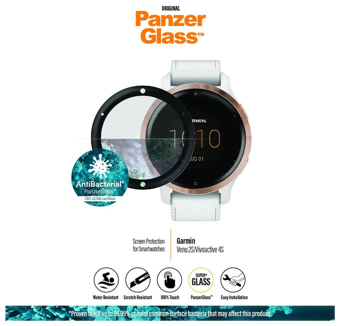 Klare Bildschirmschutzfolie Gehärtetes Glas, Polyethylenterephthalat, Silikon für  Garmin Garmin - Venu 2S, Garmin - Vivoactive 4s Kratzresistent, Schockresistent, Antibakteriell 3653 Displayschutz 