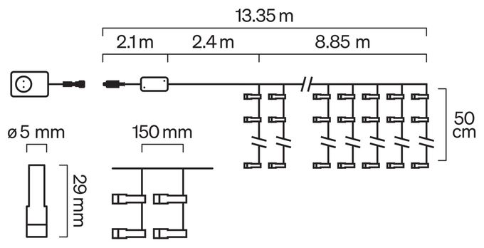 Festavia Eiszapfen Lichterkette – 8,5 m, 250 LEDs 