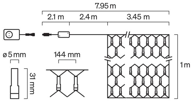 Festavia Netzlichterkette – 1 m x 3,5 m, 250 LEDs 