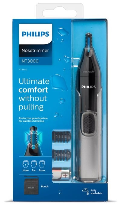 Haarschneider Batterie/Akku 2 Aufsteckkämme NT3650/16 Nasenhaar-, Ohrenhaar- und Augenbrauentrimmer 