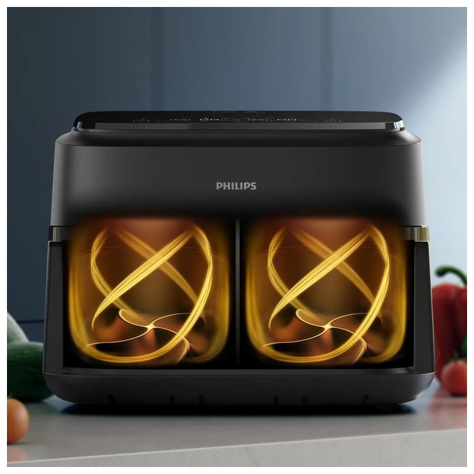 Doppel Heißluftfritteuse 7 l 2450 W  Series 1000 NA150/00 (Schwarz) 