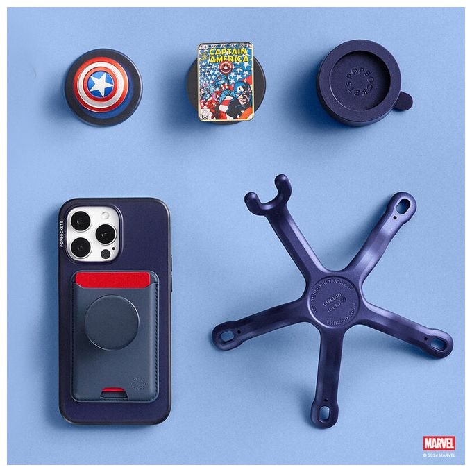 Fingerring für Jede Marke  PopGrip MagSafe Enamel Captain America (Blau, Rot, Weiß) 