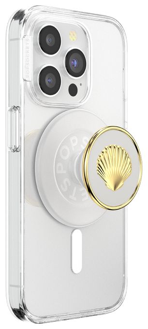 Fingerring für Apple iPhone 12+  PopGrip MagSafe Venus White Enamel (Gold, Weiß) 