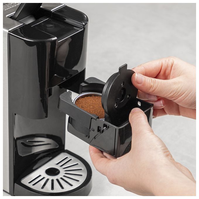 Kaffeekapsel, Kaffeepad, Gemahlener Kaffee Maschine  249450 (Schwarz, Edelstahl) 