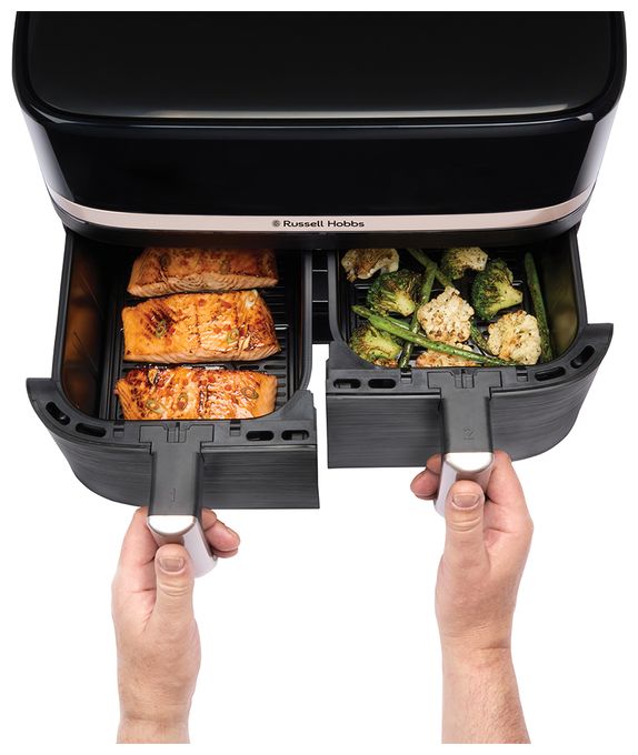 Doppel Heißluftfritteuse 9 l 2800 W  27680-56	SatisFry Dual Basket (Schwarz) 