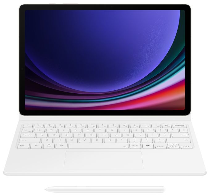 für Samsung Galaxy Tab S9, Galaxy Tab S9 FE bis 27,9 cm (11") Kratzresistent  Book Cover Keyboard (Weiß) 