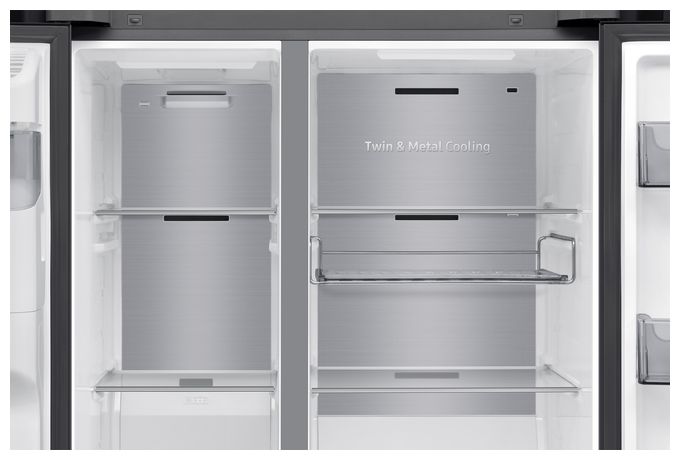 Side-by-Side Kühl-/ Gefrierkombination 389 l / 225 l 352 kWh NoFrost 1780 mm x 912 mm  RS90F66BEFEF (Schwarz) 