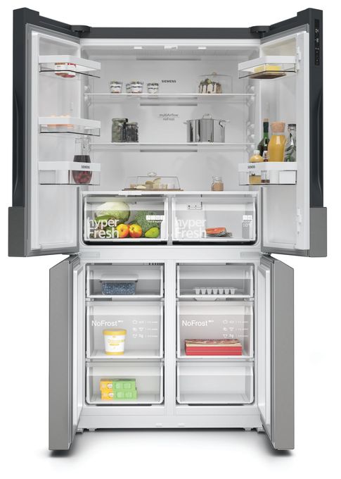 Side-by-Side Kühl-/ Gefrierkombination French Door 405 l / 200 l 333 kWh NoFrost 1830 mm x 910 mm  iQ300 KF96NVPEA (Silber) 