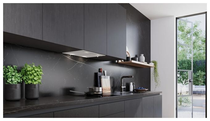 Abluft/Umluft Dunstabzugshaube/Esse Einbau 53 cm (Metallisch, Silber) iQ300 LB55566 Lüfterbaustein 