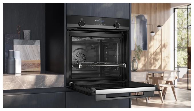 Einbaubackofen groß AutoClean (Edelstahl, Schwarz) iQ500 HB479G5A7F 