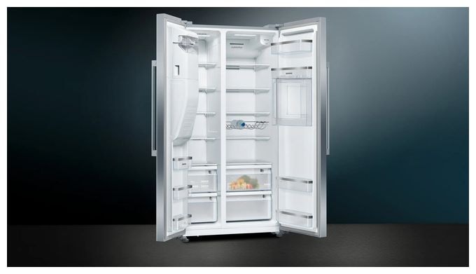 Side-by-Side Kühl-/ Gefrierkombination 369 l / 191 l 258 kWh NoFrost 1787 mm x 908 mm  iQ500 KA93GAIDP (Grau) 